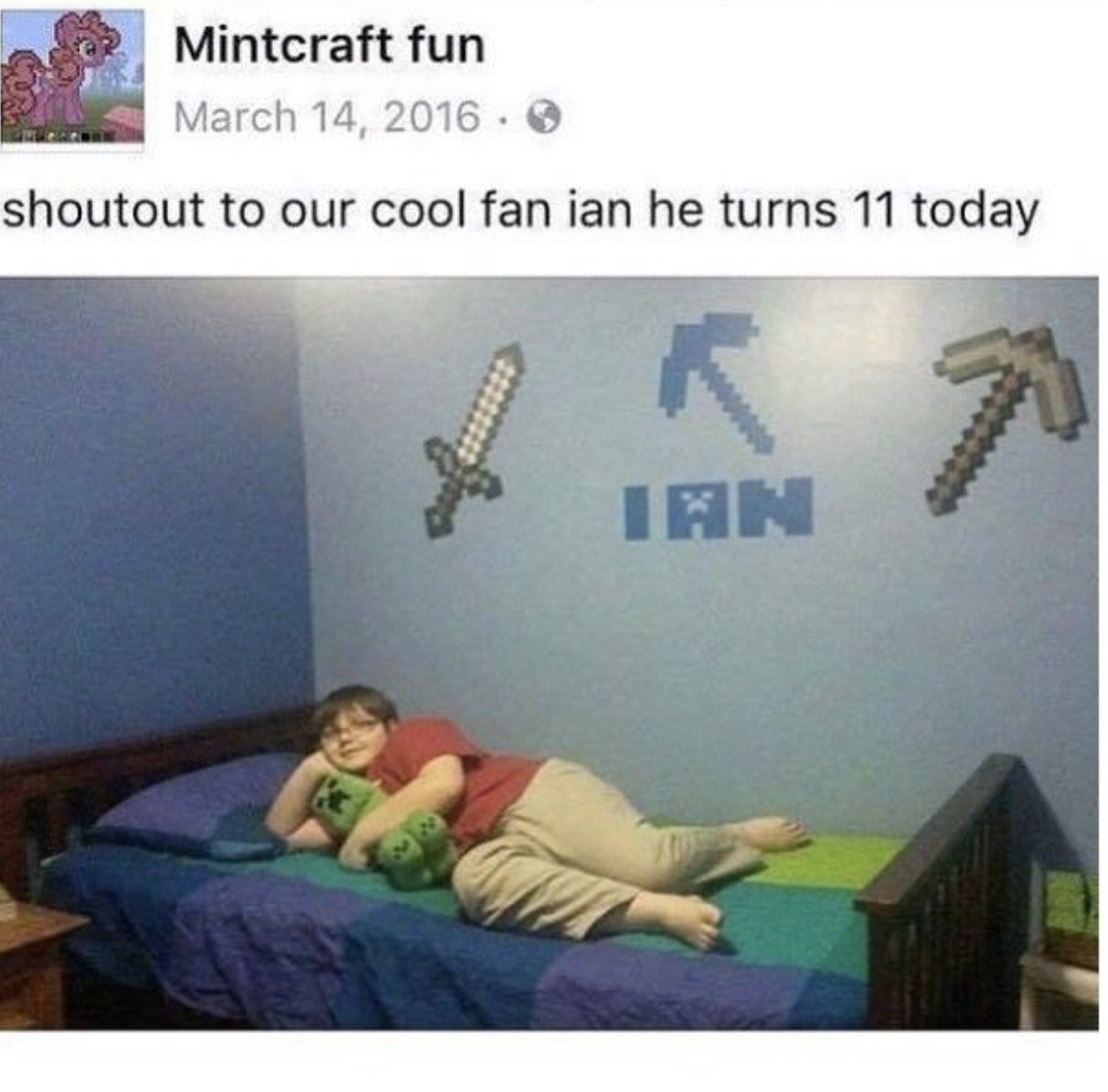 couch - Mintcraft fun . shoutout to our cool fan ian he turns 11 today Ian